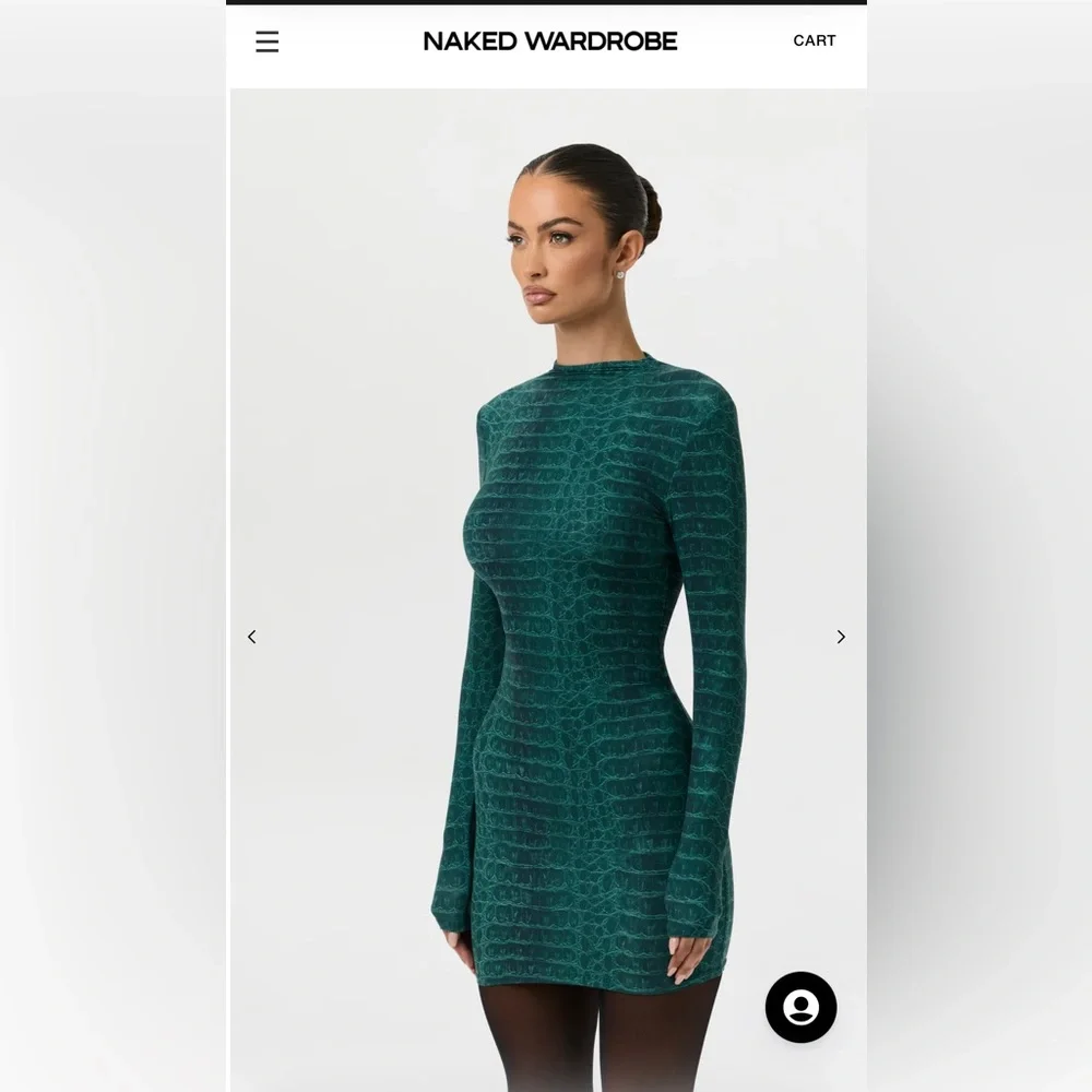 Naked Wardrobe Emerald Croc Mini Dress Size M - Picture 2 of 4